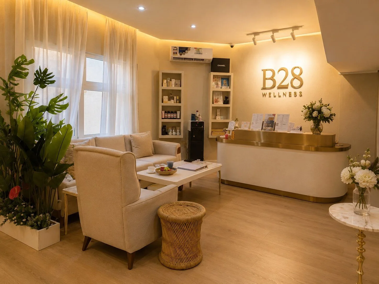 B28 Wellness reception lounge in Azaiba, Muscat